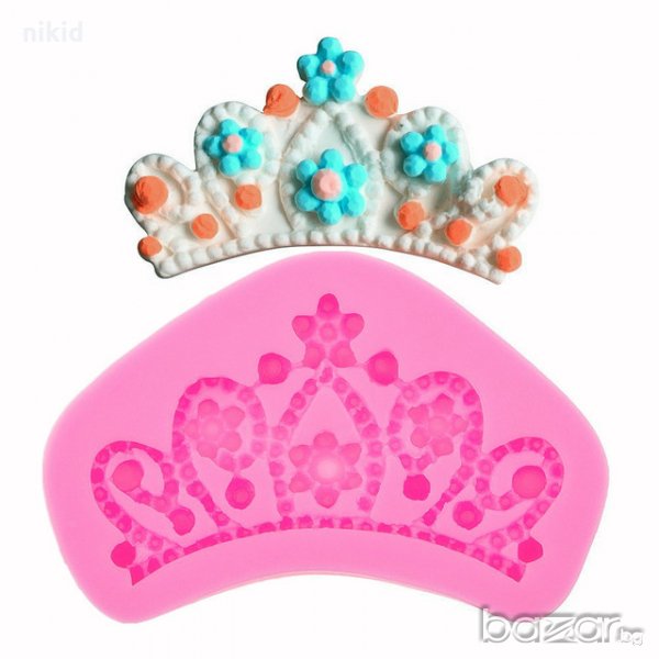 3D Корона с цветя силиконов молд форма за декорация торта фондан шоколад и др, снимка 1