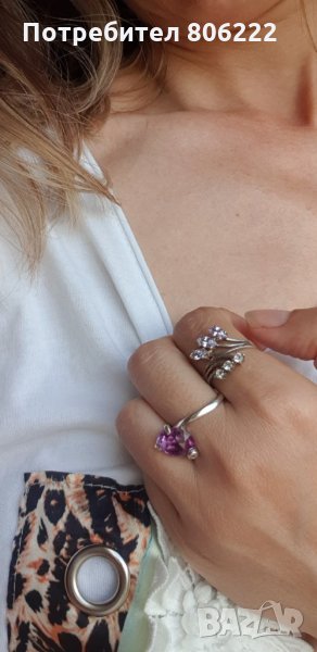 Пръстен аметист и сребро два модела, снимка 1