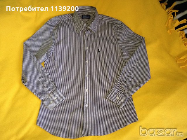 Polo Ralph Lauren USA М мъжка официална риза оригинал черно и бяло райе, снимка 2 - Ризи - 20866232