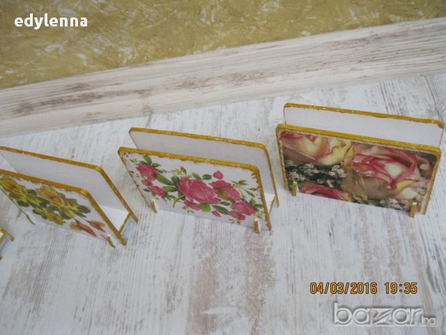 Дървени салфетници, снимка 6 - Декорация за дома - 13820279