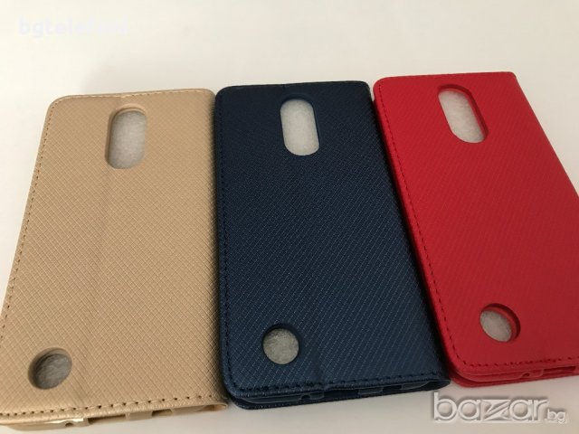 LG K4 2017,LG K8 2017 червен,син,златен калъф тип тефтер, снимка 1 - Калъфи, кейсове - 18331381