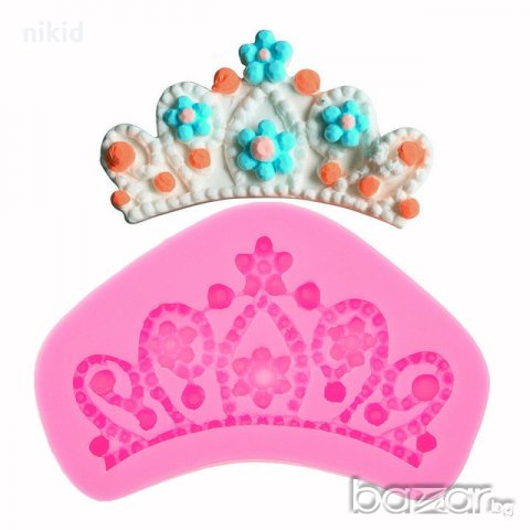 3D Корона с цветя силиконов молд форма за декорация торта фондан шоколад и др