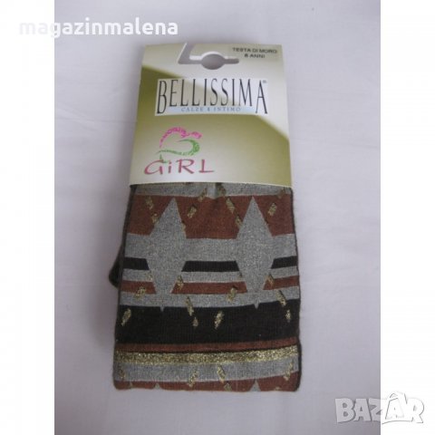 Bellissima 106-128см тъмнозелен,оранжев пухкав детски чорапогащник Белисима плътни детски чорапогащи, снимка 1