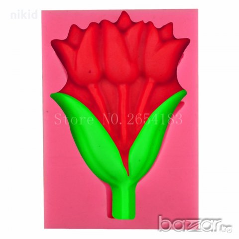3 лалета лале силиконов молд форма за фондан украса торта декорация мъфини гипс шоколад