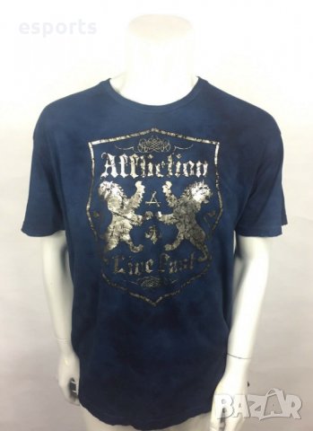 Мъжка тениска AFFLICTION Lion Shield Crest Blue Silver Reactive S SMall, снимка 3 - Тениски - 25982782