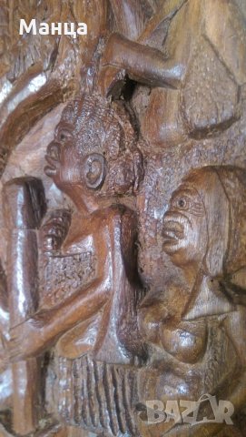 Африканска дърворезба пано, снимка 7 - Антикварни и старинни предмети - 22479980