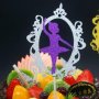 Балерина в рамка брокатен топер на клечка украса декорация за торта кекс мъфин парти