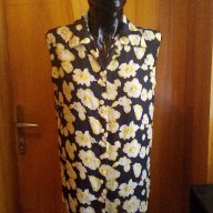 Черна риза на жълти цветя без ръкав от шифон Л, снимка 1 - Ризи - 14375064