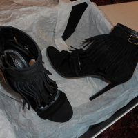 HUGO BOSS Fara Leather Heeled Sandals Fringe Detail, снимка 2 - Дамски обувки на ток - 21294425