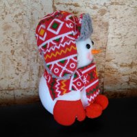 Коледна фигура Снежен човек с шапка шал и ръкавички H16см, снимка 4 - Декорация за дома - 23220805