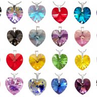 20 цвята Комплект Swarovski Heart - обеци и колие 10мм , снимка 4 - Бижутерийни комплекти - 9907036
