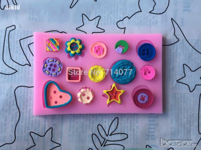 различни копчета силиконова форма молд за украса декор торта фондан и шоколад и др., снимка 1