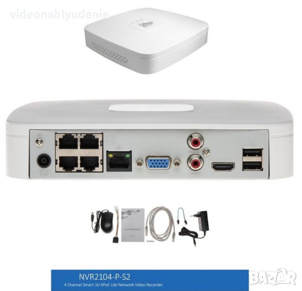 DAHUA NVR2104-P-S2 4 Канален Мрежови Видeoрекордер NVR 4 LAN порта с PoE захранване до 6MP IP Камери, снимка 1