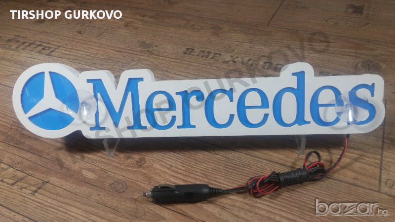 Светеща 3D табела MERCEDES 12 или 24 волта., снимка 1