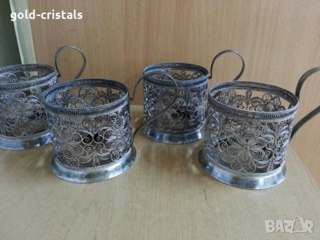 стари руски стакани подстакани филигран, снимка 2 - Антикварни и старинни предмети - 25725506