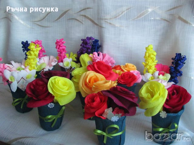 Букетчета с цветя от хартия ,2лв, снимка 6 - Декорация за дома - 17010667