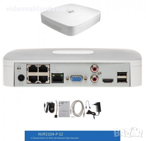 DAHUA NVR2104-P-S2 4 Канален Мрежови Видeoрекордер NVR 4 LAN порта с PoE захранване до 6MP IP Камери