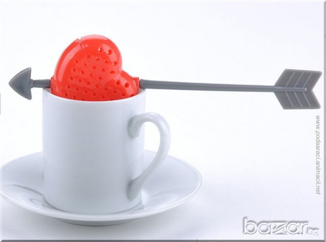 ИНФУЗЕР ЗА ЧАЙ - ЧЕРВЕНО СЪРЦЕ И ЛЮБОВНА СТРЕЛА, снимка 1