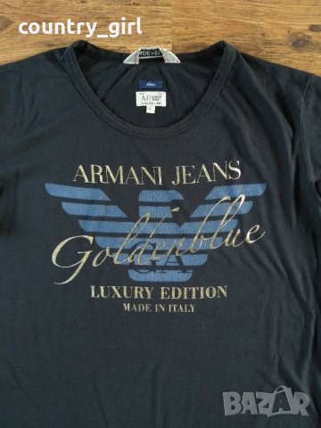 Armani Jeans Golden blue luxury edition - страхотна мъжка тениска, снимка 2 - Тениски - 26019234