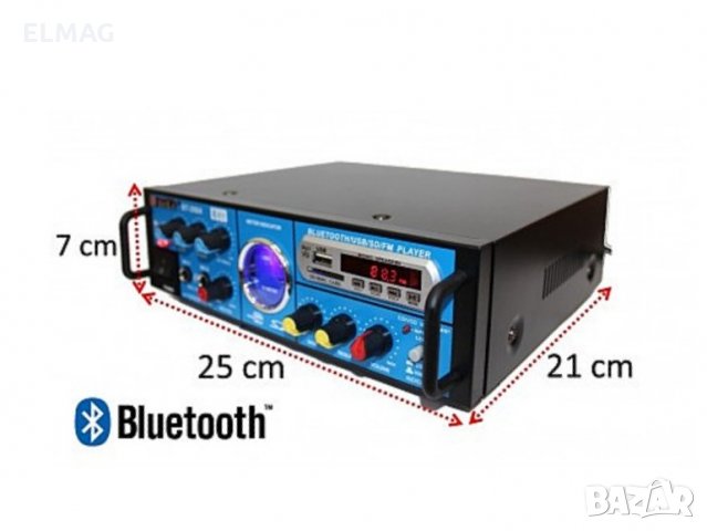 УСИЛВАТЕЛ  BT-288A с Bluetooth и Караоке, снимка 5 - Аудиосистеми - 22103907