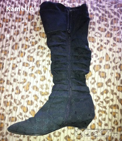 Черни ботушки от плат, снимка 3 - Дамски ботуши - 11947957