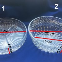 купа за ордьоври с три отсека и фруктиера кристални, снимка 1 - Други - 25550350