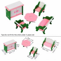 комплект за детска играчка дървена къща обзавеждане хол диван легло маса стол, снимка 1 - Рисуване и оцветяване - 19849031
