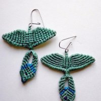 Южноамерикански плетени синьозелени обици, снимка 2 - Обеци - 18869723