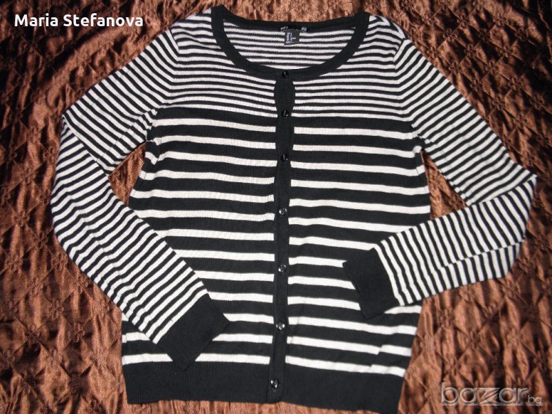 Бежова жилетка на черни линии H&M, снимка 1