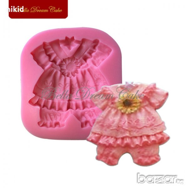 бебешка дреха рокля с къдрички силиконова форма молд за украса декорация торта фондан сладки и др, снимка 1