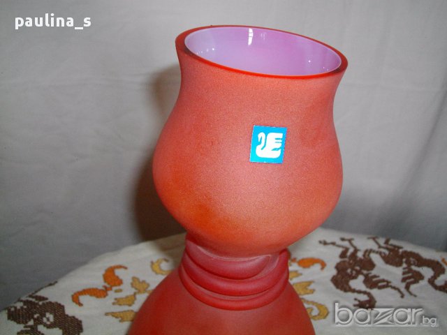 Винтидж / Матирана ваза от калиево стъкло-potassium glass / в кутя от соц-а , снимка 3 - Други ценни предмети - 16135415