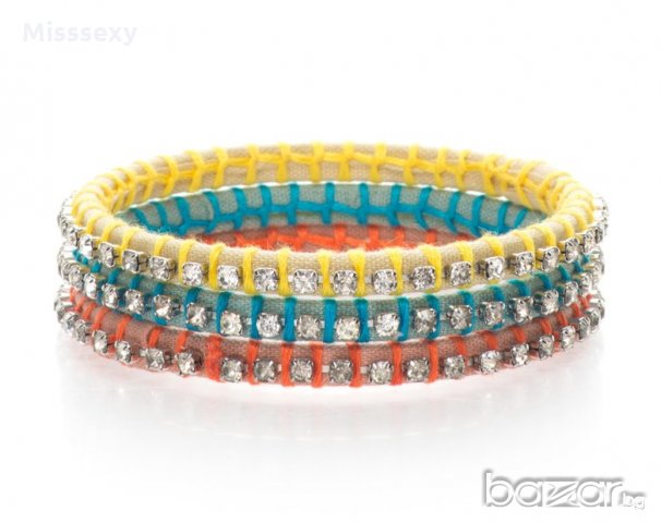 ПРОМО 🍊 JUICY COUTURE 🍊 Комплект метални цветни гривни с декоративни камъни нов с кутия, снимка 7 - Гривни - 21362728