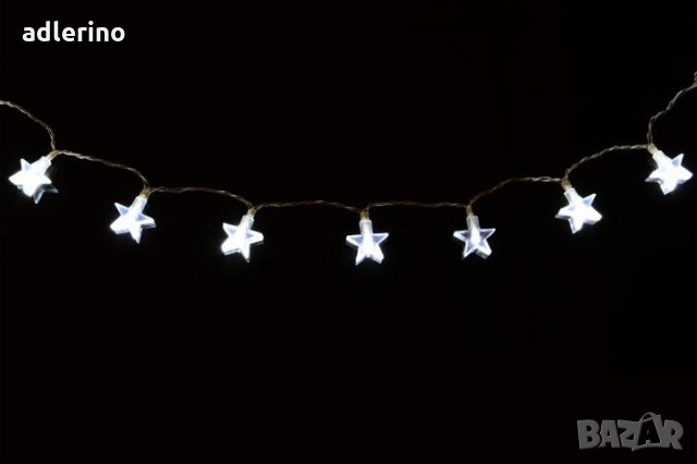 Декоративна верига с 20 лед диода с мотив Коледна звезда, батерии, студено бяло, снимка 5 - Лед осветление - 25008296