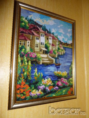 Гоблен "Залив от Тоскана" 44на34см, снимка 2 - Гоблени - 19872280