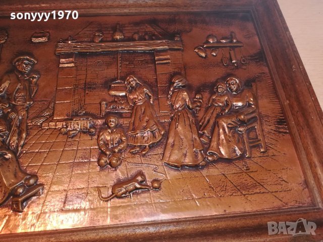 ГОЛЯМА картина-релефна-мед/месинг-73х52см-внос швеицария, снимка 11 - Антикварни и старинни предмети - 21518531