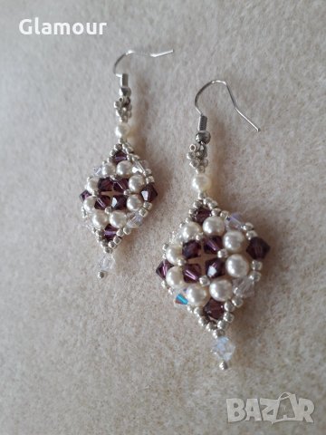 Обеци от перли и кристали, снимка 4 - Обеци - 13101725