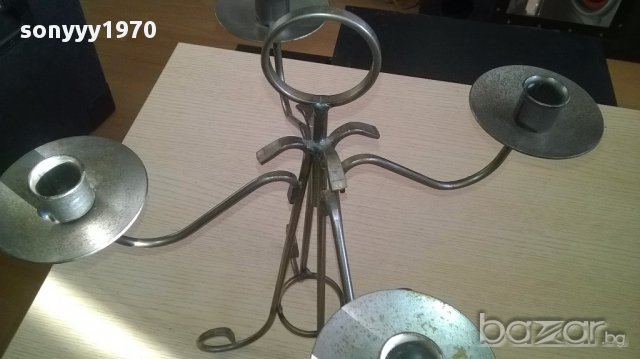 Голям метален свещник-36/36см-внос швеицария, снимка 5 - Антикварни и старинни предмети - 13487854