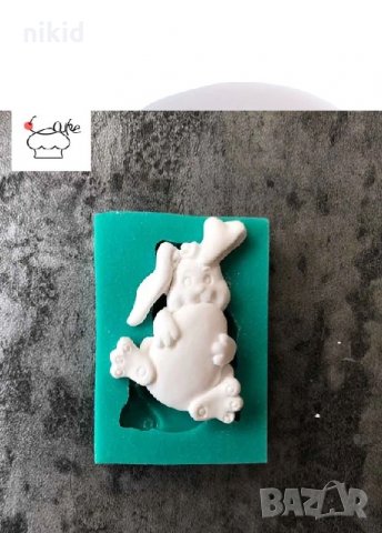 Великденско зайче заек прегърнало яйце силиконов молд форма декорация украса торта фондан, снимка 1 - Форми - 23766833