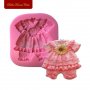 бебешка дреха рокля с къдрички силиконова форма молд за украса декорация торта фондан сладки и др, снимка 1 - Форми - 21280069