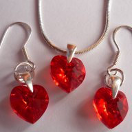 20 цвята Комплект Swarovski Heart - обеци и колие 10мм , снимка 1 - Бижутерийни комплекти - 9907036