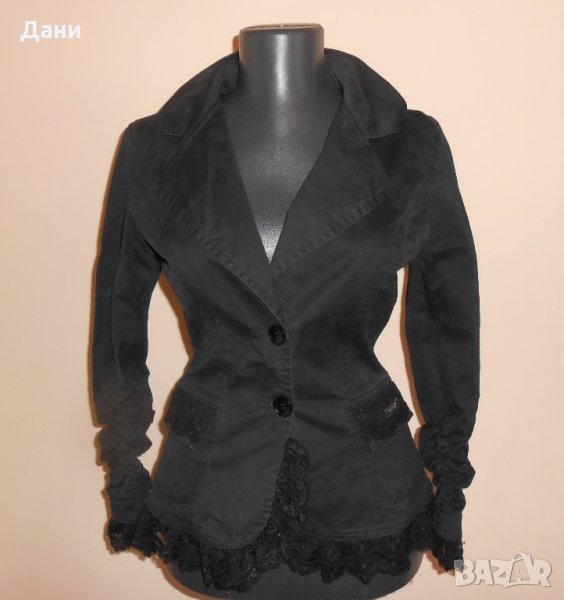 Дамско  черно сако с дантела Енита, снимка 1