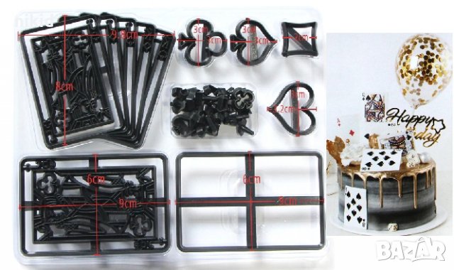 28 части за Покер Карти пластмасови резци форми украса фондан торта декор