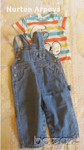 Летен гащеризон и тениска 68-74см 