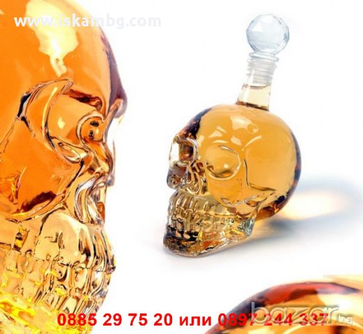 Стъклена бутилка "ЧЕРЕП" 550мл. - код 21119, снимка 3 - Чаши - 12258987