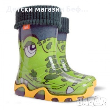 Детски гумени ботуши с топъл свалящ се чорап WATERPROOF Demar 0032-B Крокодил, Размер 20-25,