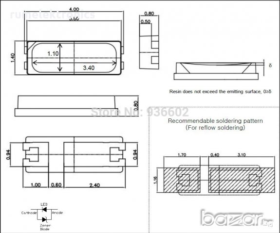 Led smd светодиоди 4014, 0,2W, 3V с голям анод за подсветка на тв , снимка 2 - Друга електроника - 20586893
