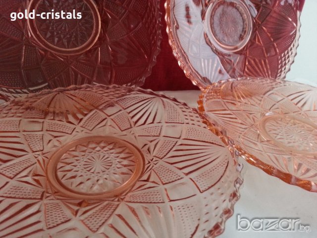  стъклени чинии цветно розово стъкло , снимка 11 - Антикварни и старинни предмети - 19926885