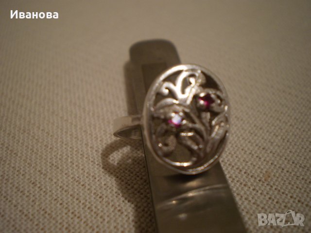 Стар сребърен пръстен с рубини, снимка 3 - Антикварни и старинни предмети - 25628440