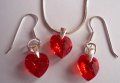 20 цвята Комплект Swarovski Heart - обеци и колие 10мм , снимка 1 - Бижутерийни комплекти - 9907036