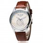 Нов ръчен унисекс часовник кожена кафява каишка модерен, снимка 1 - Други - 20223916